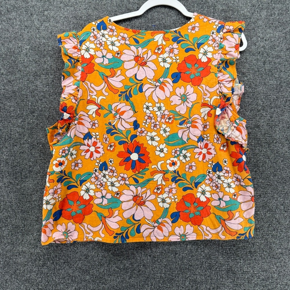 Marc New York Andrew Marc Top Womens XL Floral Linen Blend Garden Summer Resort - Picture 4 of 8